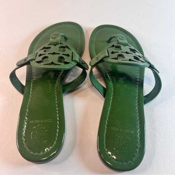 Tory Burch Miller Patent Leather Sandals Green Size 8.5 - Picture 4 of 7